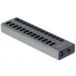USB hub Delock, 13 x USB-A, 1 x USB-B, 5 Gbps, Switches, LED indicator, Gray