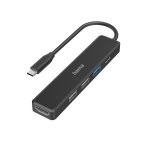 USB hub HAMA 200117, 5-ports 3 x USB-A, 1 x USB-C, 1 x HDMI, 4К, Black