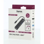 USB hub HAMA 200117, 5-ports 3 x USB-A, 1 x USB-C, 1 x HDMI, 4К, Black