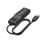 USB hub HAMA, On/Off switch, USB 2.0, 4 ports, 480 Mbit/s, Black