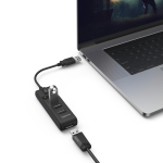 USB hub HAMA, On/Off switch, USB 2.0, 4 ports, 480 Mbit/s, Black