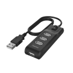 USB hub HAMA, On/Off switch, USB 2.0, 4 ports, 480 Mbit/s, Black