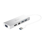USB hub j5create Mini Dock JUD380, 6-ports USB 3.0, Gigabit Ethernet, HDMI, VGA, USB-B, White