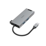 USB hub HAMA Multiport, 5-ports 2 x USB-A, 1 x USB-C, 1 x HDMI, 1х LAN, Gray