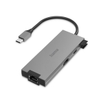 USB hub HAMA Multiport, 5-ports 2 x USB-A, 1 x USB-C, 1 x HDMI, 1х LAN, Gray