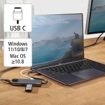 USB hub HAMA Multiport, 5-ports 2 x USB-A, 1 x USB-C, 1 x HDMI, 1х LAN, Gray