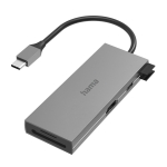 USB hub HAMA Multiport, 6 ports, 2 x USB-A, USB-C, HDMI, SD, microSD, Gray
