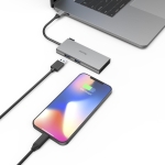 USB hub HAMA Multiport, 6 ports, 2 x USB-A, USB-C, HDMI, SD, microSD, Gray