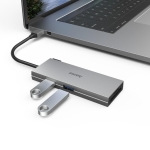 USB hub HAMA Multiport, 6 ports, 2 x USB-A, USB-C, HDMI, SD, microSD, Gray