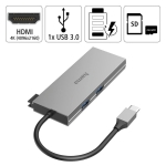 USB hub HAMA Multiport, 6 ports, 2 x USB-A, USB-C, HDMI, SD, microSD, Gray