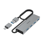 USB hub HAMA 4-ports, USB 3.2 Gen 1, 5 Gbit/s, with power adapter