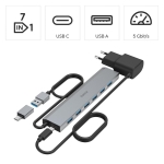 USB hub HAMA 7 ports, USB 3.2 Gen 1, 5 Gbit/s, with power adapter
