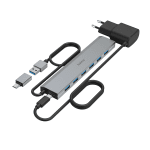 USB hub HAMA 7 ports, USB 3.2 Gen 1, 5 Gbit/s, with power adapter
