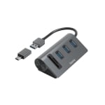 USB hub HAMA + card reader, 5 ports, 3x USB-A, SD, microSD, USB-C adapter