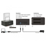 Delock 62661, 2.5"/3.5" HDD/SSD, USB 3.0, Cloning, Black