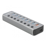 USB hub Delock 7 ports + 1 fast charging port + 1 USB-C™ PD 3.0 port, Backlight, Grey