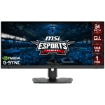 MSI Optix MPG341QR Gaming Monitor, 34 inch 144Hz, UWQHD (3440x1440) 21:9, IPS Anti-glare, 1ms, 550nits, 1000:1, 178°/178°, G-Sync Compatible, Adjustable Stand, 1x DP, 2x HDMI,1x Type-C, 3Y