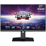 MSI G272QPF Gaming Monitor, 27 inch 170Hz, WQHD (2560x1440) 16:9, Rapid IPS, 1ms, 300nits, 1000:1, 178°/178°, Adaptive sync, Adjustable Stand, 1x DP, 2x HDMI,1x Headphone out, 3Y Warranty