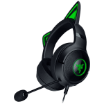 Kraken Kitty V2 - Black, Gaming headset, Kitty Ears, Stream Reactive Lighting, HyperClear Cardioid Mic, 40 mm TriForce Drivers, Built into the earcups microphone, Razer Chroma RGB (Ear and