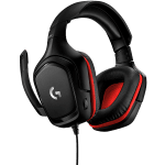 LOGITECH G332 Wired Gaming Headset - LEATHERETTE - BLACK/RED - 3.5 MM