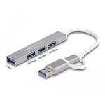 USB hub Delock, USB-C / USB-A - 3 x USB-A 2.0 + 1 x USB-A 5 Gbps