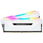 Памет Corsair DDR5, 5600MT/s 32GB 2x16GB DIMM, Unbuffered, 36-36-36-76, XMP 3.0, VENGEANCE RGB DDR5 White Heatspreader, RGB LED, 1.25V, EAN:0840006600206