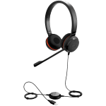 JABRA EVOLVE 30 II MS Stereo USB Headband, Noise cancelling, USB and 3.5 connectivity, with mute-button and volume control on the cord, with leather ear cushion, Microsoft optimized
