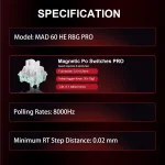 Клавиатура Madlions MAD 60 HE RGB 8K Magnetic Amber Pro Switches - Черна