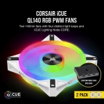 Corsair iCUE QL140 RGB PWM, White, 2 Fan Pack + Controller