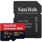 Sandisk Extreme® Pro microSDHC Card, 32GB, SD Adapter, Class 10, A1, V30, UHS-I, U3, 100Mb/s