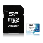 Silicon Power Superior Pro, 64GB, microSDXC, Class 10, SD Adapter