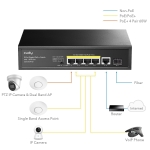 Cudy GS1005PTS1, 5 ports switch, 10/100/1000, PoE+ Switch 120W, 1 SFP Slot
