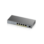 ZyXEL GS1350-6HP, 6-ports switch, Gigabit, managed, PoE 60W