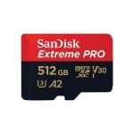 SANDISK Extreme PRO microSDXC, 512GB, Class 10 U3, A2, V30, 140 MB/s, SD adapter
