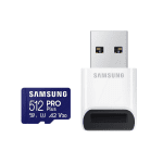 Samsung PRO Plus, microSDXC, UHS-I, 512GB, Adapter, USB reader