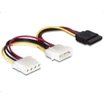 DeLock cable Power 4 pin male to SATA 15 pin female + 4 pin female, 16.5cm