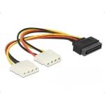 DeLock cable Power SATA 15pin to 2x 4pin Molex female, 20cm
