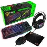 Гейминг комбо ROXPOWER T-ROX 4 in 1 PREDATOR - клавиатура, мишка, слушалки, подложка, с кабел