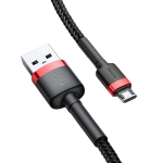 Кабел Baseus Cafule USB към micro USB 2A 3м CAMKLF-H91 - черен/червено